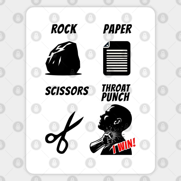 Rock Paper Scissors THROAT PUNCH - I WIN - Funny Sticker by Adulting Sucks